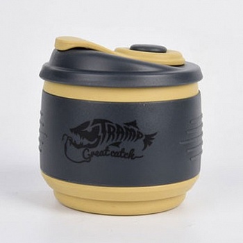 Кружка Tramp силиконовая складная с крышкой (песочный/черный, 350мл)