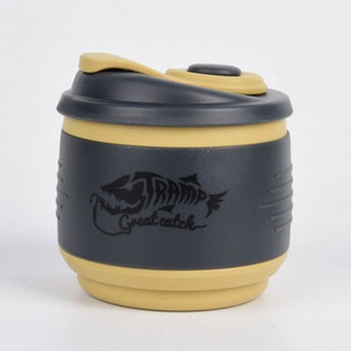 Кружка Tramp силиконовая складная с крышкой (песочный/черный, 350мл)