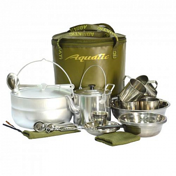 Набор пикниковый  Aquatic ПН-02-6Х на 6 персон (цвет ведра: хаки)