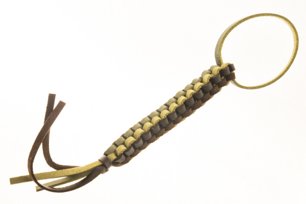 Темляк Квадратный зелено-коричневый (кожаный)