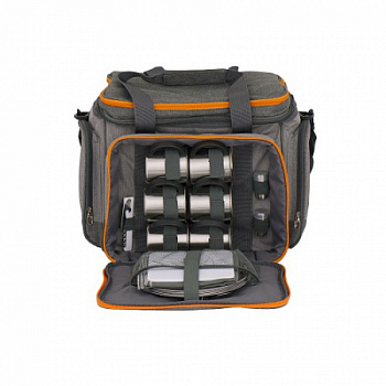 Сумка для пикника KYODA на 6 персон TWPB-3475Q286. Метал посуда. Цвет серый