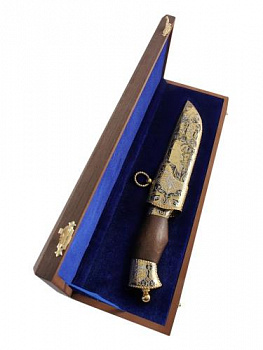 Нож разделочный позолоченный"Егерь" ЭИ-107 (Лоси)