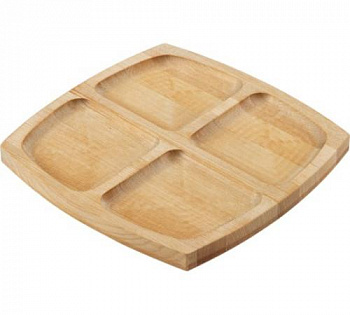 Менажница квадратная 4 секции 18х18х1,3 см (берёза)