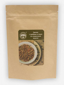 Гречка с грибами в соусе со сливочным вкусом, 80г. ФОЛЬГА