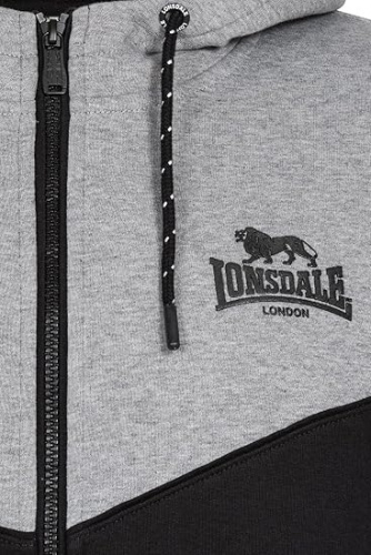 ТОЛСТОВКА С КАПЮШОНОМ LONSDALE FRANKFIELD, ЦВЕТ MARL GREY/BLACK