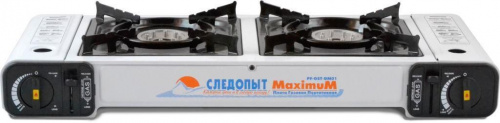 Плита наст. газовая "СЛЕДОПЫТ - MaximuM", двойная (с переходником)
