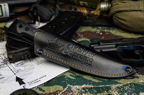 Нож SANTI D2 TW G10-BH LS (TacWash, G10 Black Handle, Leather Sheath) туристичес