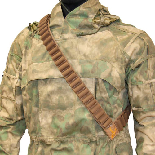 Бандольера на 55 патронов 12-16 кбр. (вышивка "Олень") / Олива /