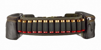Патронташ открытый на 13 пат. c 2 нав. подсум. (12-16 кбр) "Лайт" / Черный