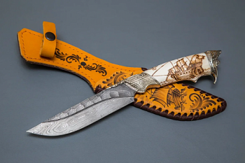 Нож Путник, дам.ст.,литье "пират",кость