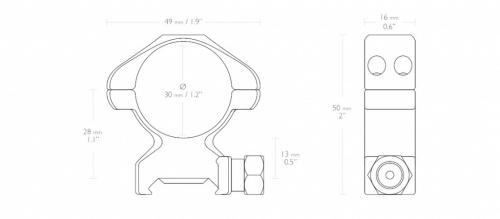 Кольца быстросъемные стальные 30мм на планку weaver высота 13мм k-3