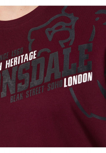 ФУТБОЛКА LONSDALE LANGSETTI, ЦВЕТ VINTAGE OXBLOOD