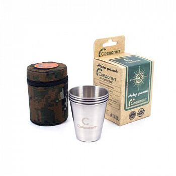 Рюмка «СЛЕДОПЫТ» 60 мл, в  тубе из oxford camo pixel, рюмки без опл (4 шт)/200