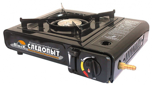 Плита наст. газовая "СЛЕДОПЫТ - Black" (с переходником)