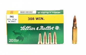 Патрон к.308Win 9,55гр FMJ S&B 1уп/20шт