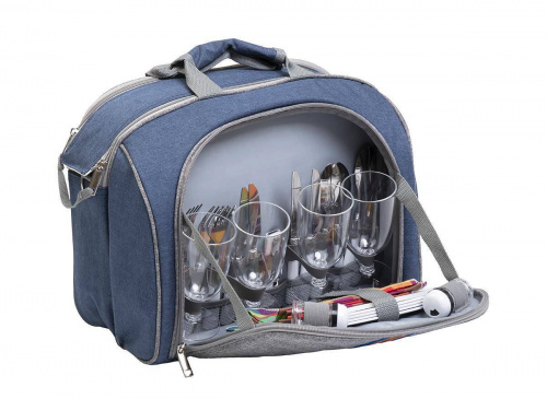 Набор для пикника на 4 персоны LUXEсиний/серый HS-425(4)BG Helios