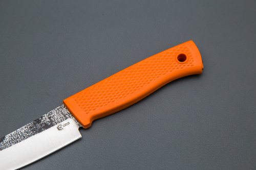 Нож Кайман, ст.Х12МФ, след ковки, рук. Elastron (оранжевый)