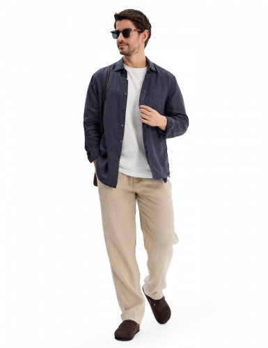 РУБАШКА NORVEG LINEN МУЖСКАЯ ПРЯМАЯ ЦВЕТ ГРАФИТОВЫЙ,
