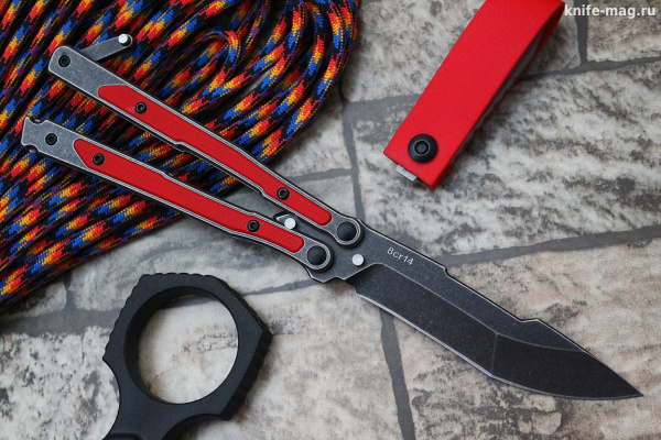 Нож - бабочка "MADCAP" red , black s/w