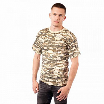 ФУТБОЛКА КАМУФЛИРОВАННАЯ, Х/Б, ЦИФРА СЕРАЯ