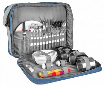 Набор для пикника на 4 персоны LUXEсиний/серый (HS-425(4)BG) Helios
