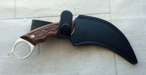 Нож "Керамбит"в кожаных ножнах позолоченный