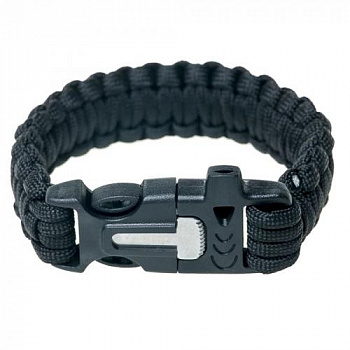 Браслет Tramp выживальщика (свисток, огниво/2метра паракорда) (паракорд, Черный)