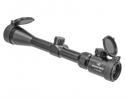 Прицел оптический BORNER 3-9x40 EG Mildot с подсветкой (крышки + кольца)