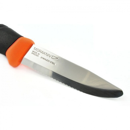 Нож Morakniv Companion F серрейторн, нерж.сталь, прорез.  рук. с оранж.накладкам Нож Morakniv Companion F серрейторн, нерж.сталь, прорез.  рук. с оранж.накладкам