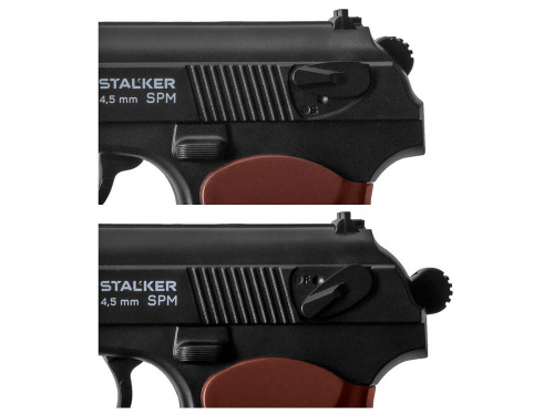 Пистолет пневм Stalker SPM (ПМ) к.4,5мм, 12г CO2, пластик, 120 м/с, чёрный, 370г