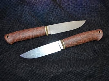 Нож UralEDC Уралец 2018 Сталь Кронидур-30, рукоять Микарта - мозги. Галтовка