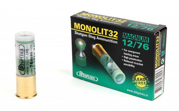 Патрон к.12х76, 32гр.DDupleks с пулей Monolit 1уп/5шт