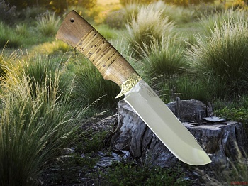 Нож Буйвол сталь 95Х18 дерево Падук с берестой