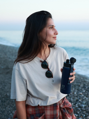 Термос "Арктика" 708-530S синий ( с доп пробкой  с питьевой системой)