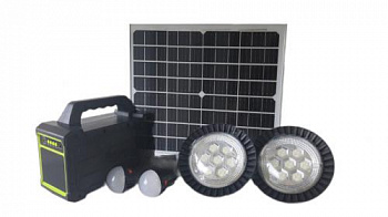 Мобильная сис. освещения CL-3609 (ак.станция с фонарём +4 доп.фонаря, радио)с 4 солн. панелями