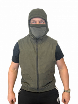 ЖИЛЕТ УТЕПЛЕННЫЙ (П/Э 100%, ФЛИС, ХОЛЛОФАН) ХАКИ