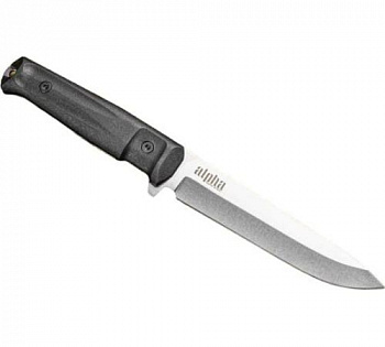 Нож ALPHA 420HC SW BKH LS (StoneWash, Black Kraton Handle, Leather Sheath)
