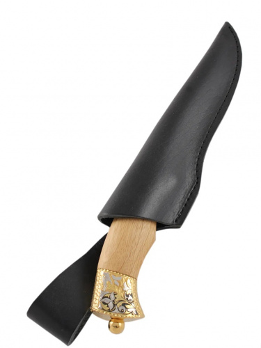 Нож разделочный "Бриз" (ножны из кожи) позолота