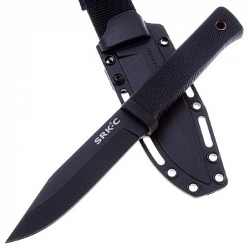Нож CS_49LCKD SRK Compact -с фикс.клинком, сталь SK-5, чёрное покрытие Black Tu