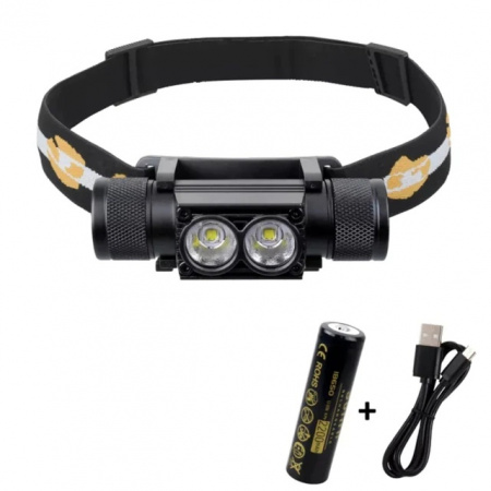 Фонарь налобный перезаряжаемый D25L USB