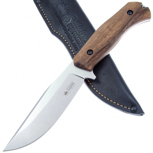 Нож ATLANTIS AUS-10Co SW WH LS (StoneWash, Walnut Handle, Leather Sheath)