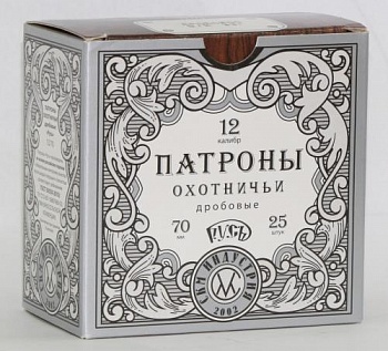 Патрон к.12х70 №4 СКМ 33гр Б/К п.Россия, "Русь" 1уп/25шт