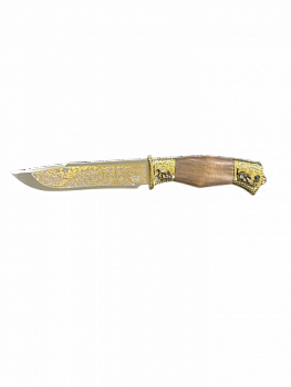 Нож разделочный "Урал" (ножны из кожи) позолота ЭИ-107