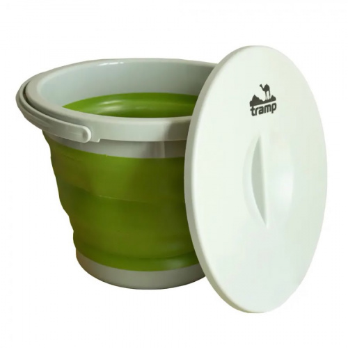 Ведро Tramp складное силиконовое 5л с крышкой TRC-127 оливковый