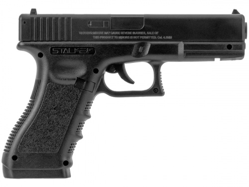 Пистолет пневм Stalker S17 (Glock17) к.4,5мм, 12г CO2, пласт 120 м/с, чёрный (12