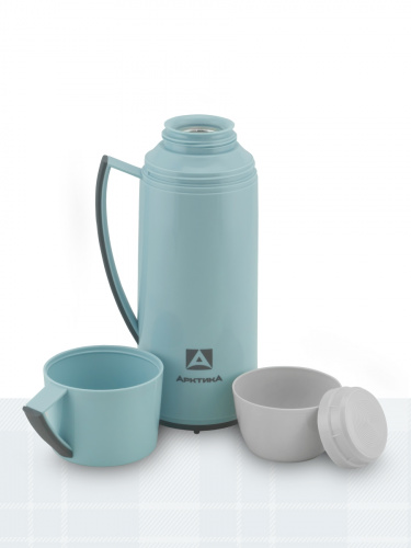 Термос "Арктика" 1010-1000-CN со стеклянной колбой голубой