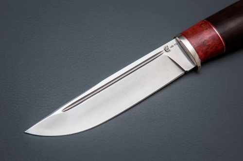 Нож Пукко, ст. VG-10,мельхиор,стаб.кар.бер.,черное дерево
