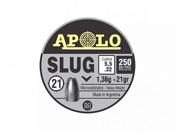 Пуля пневм. APOLO "Slug", для винт., 5,5 1.36 гр. (250 шт.)