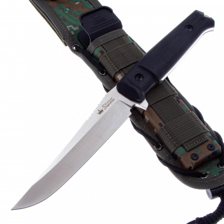 Нож Croc D2 S (Сатин, Черная рукоять, Камо ножны)