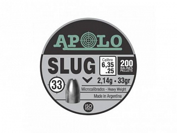 Пуля пневм. APOLO "Slug", для винт., 6.35 2.14 гр. (200 шт.)
